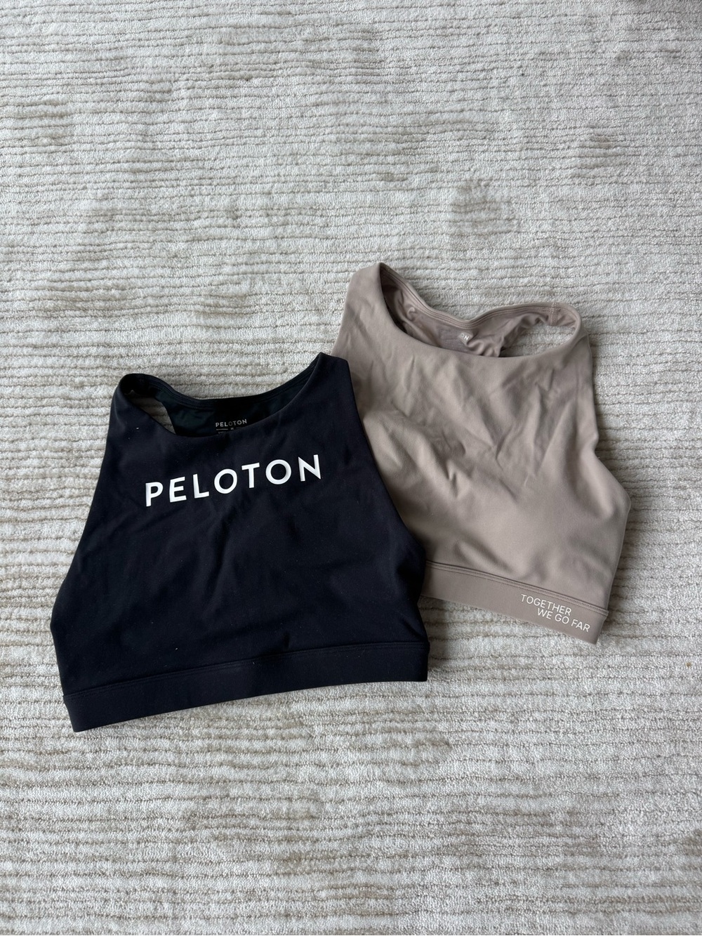 Peloton Seamless Racerback Sports Bras in Black and Taupe Size M NWOT